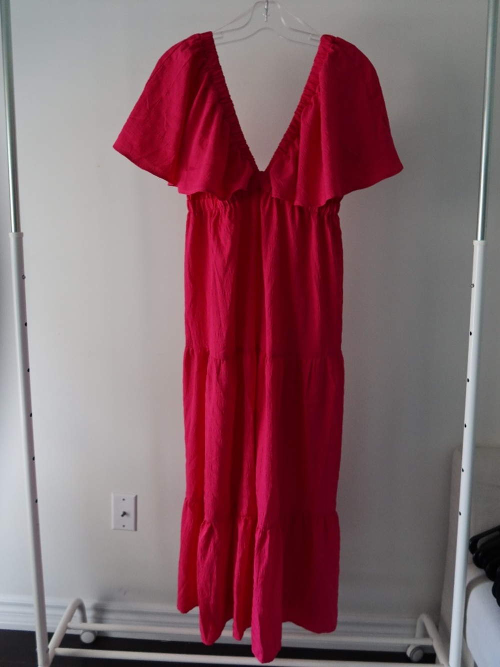 Fuchsia Pink Maxi Ruffle Dress - Size L